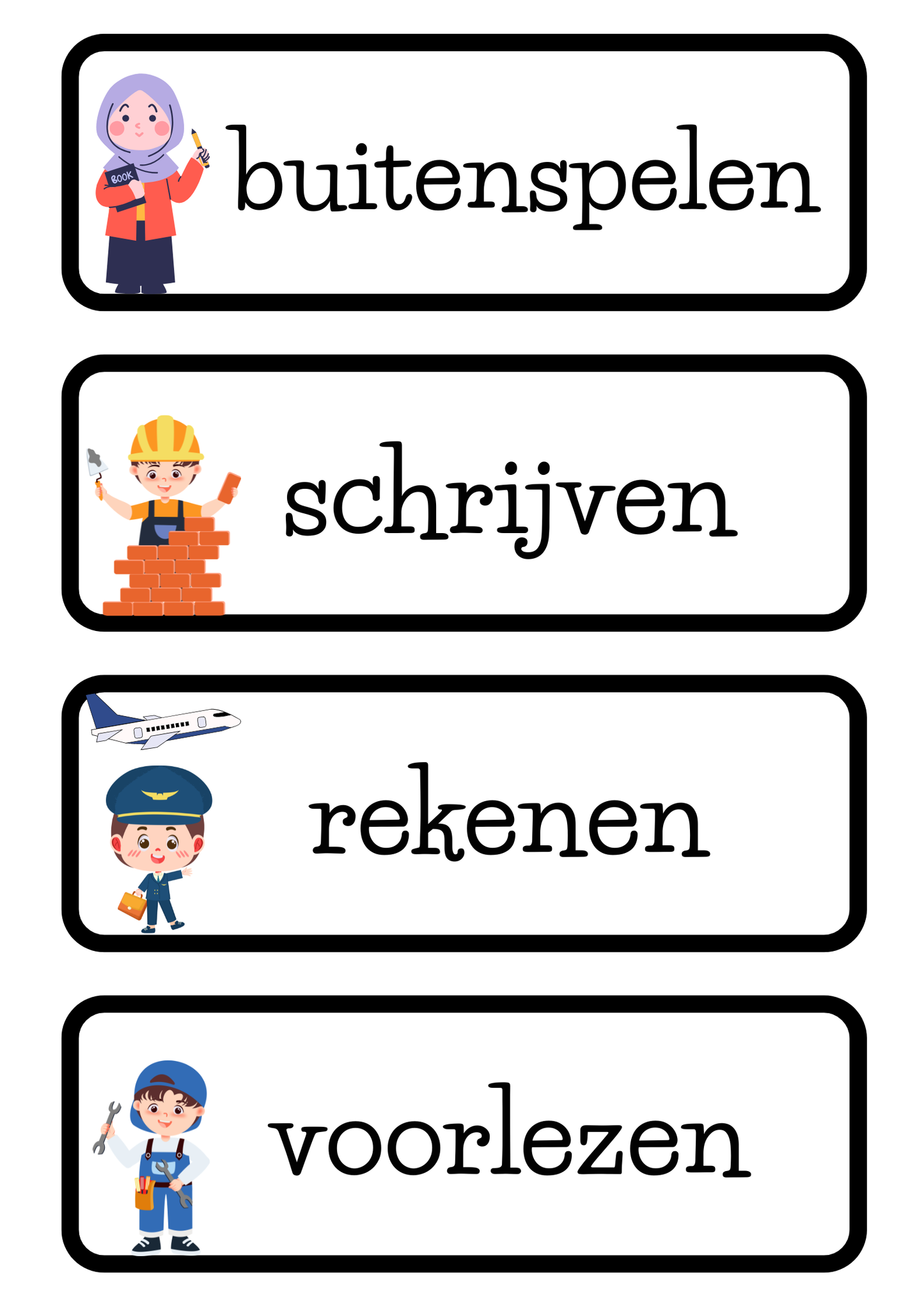 Dagritmekaarten thema 'Beroepen'