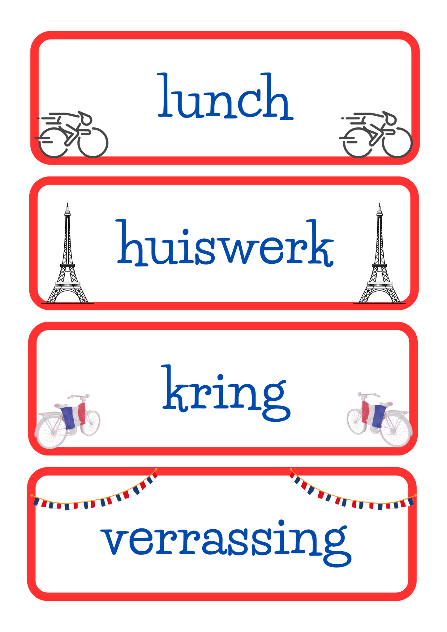 Dagritmekaarten thema 'Tour de France'