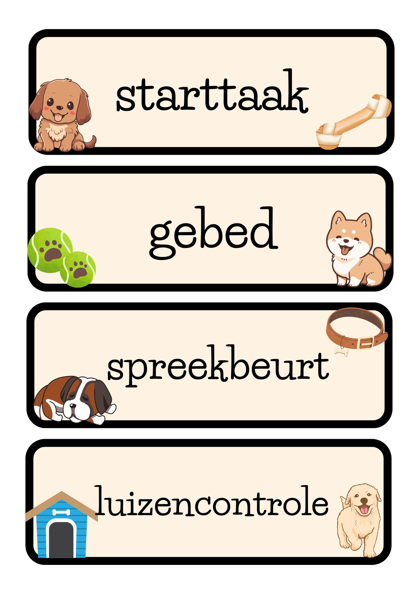 Dagritmekaarten thema 'Honden'