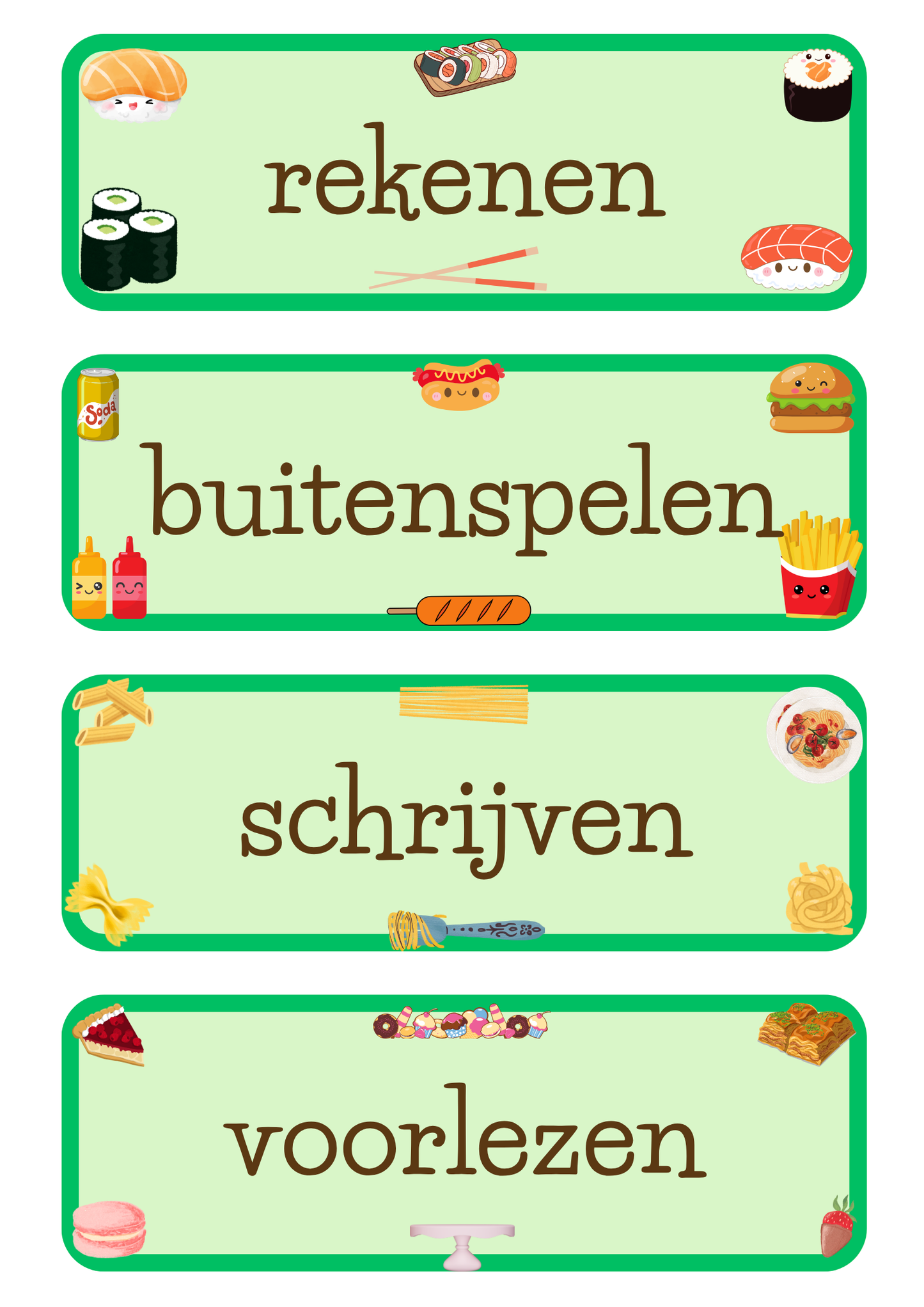 Dagritmekaarten thema 'Eten'