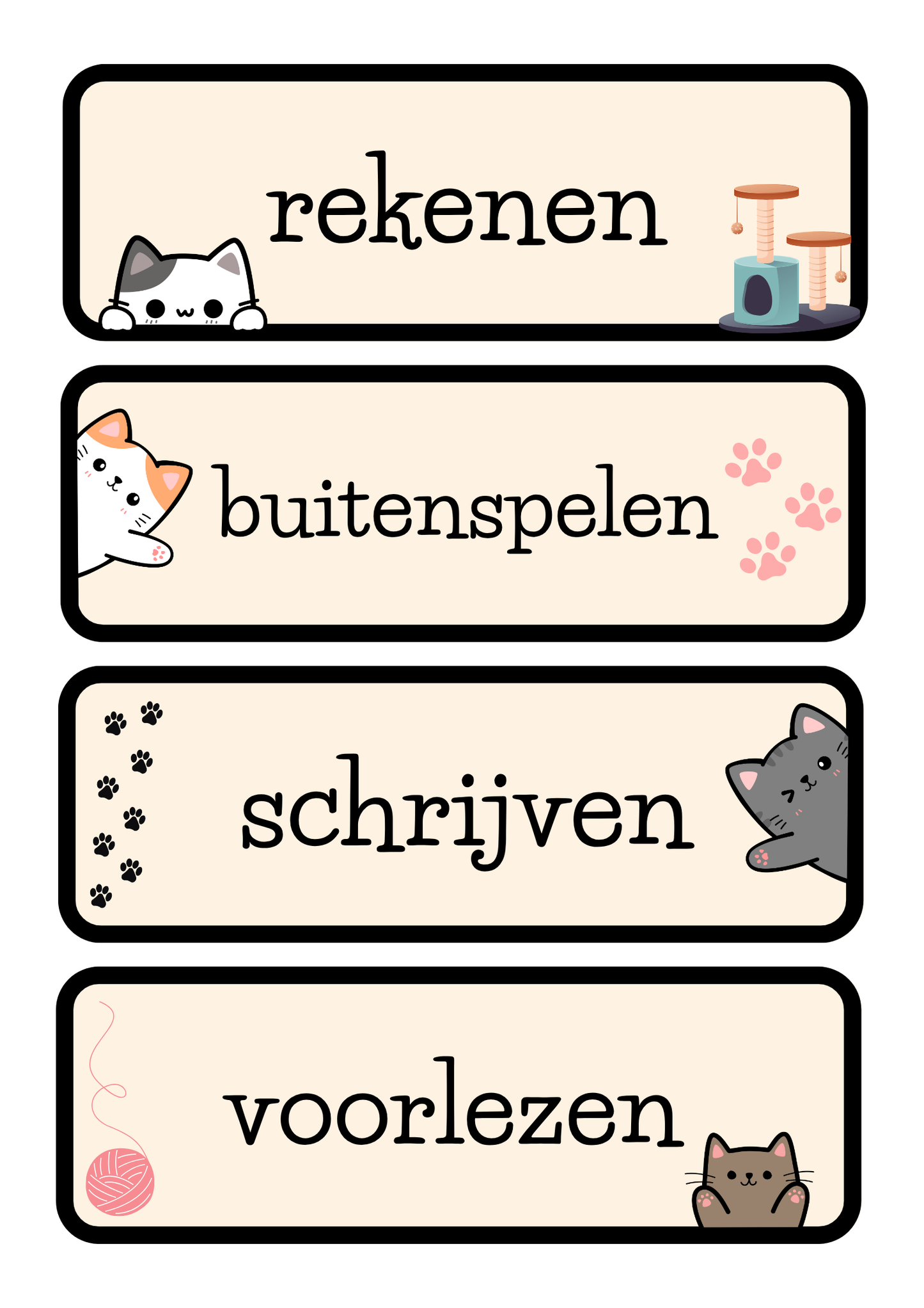 Dagritmekaarten thema 'Katten'