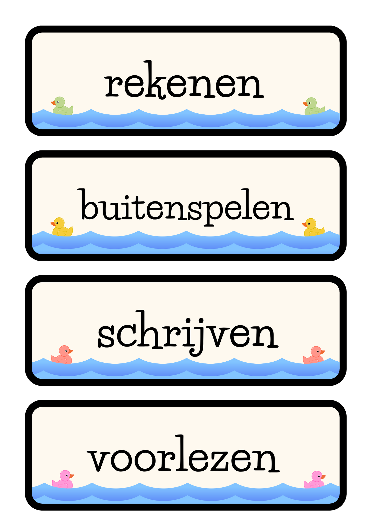 Dagritmekaarten thema 'Badeendjes'