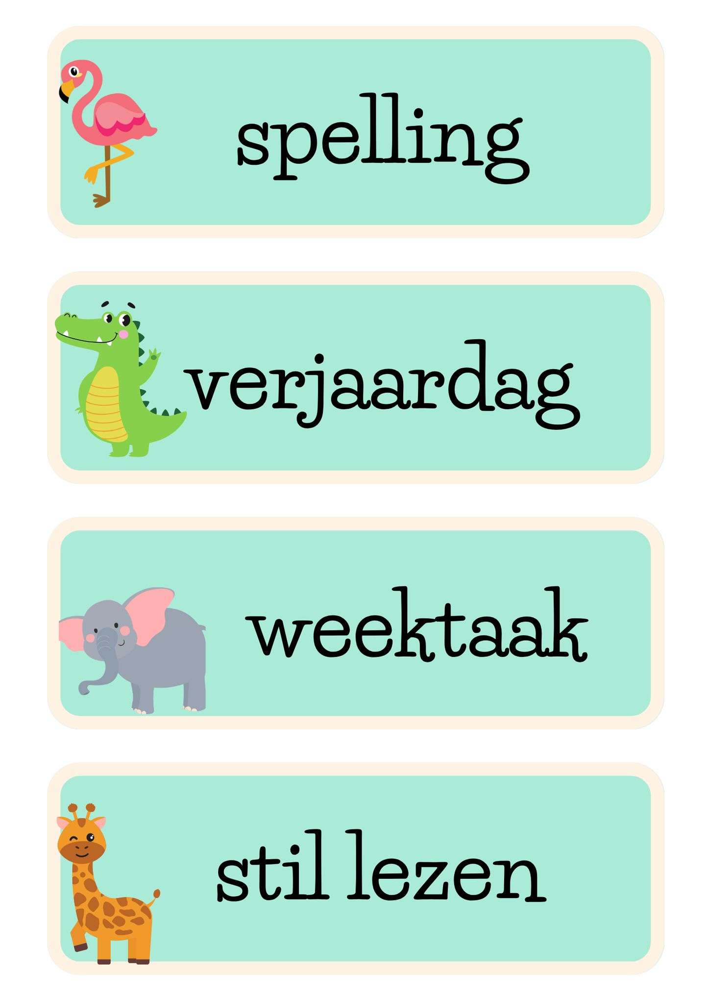 Dagritmekaarten thema 'Dieren'
