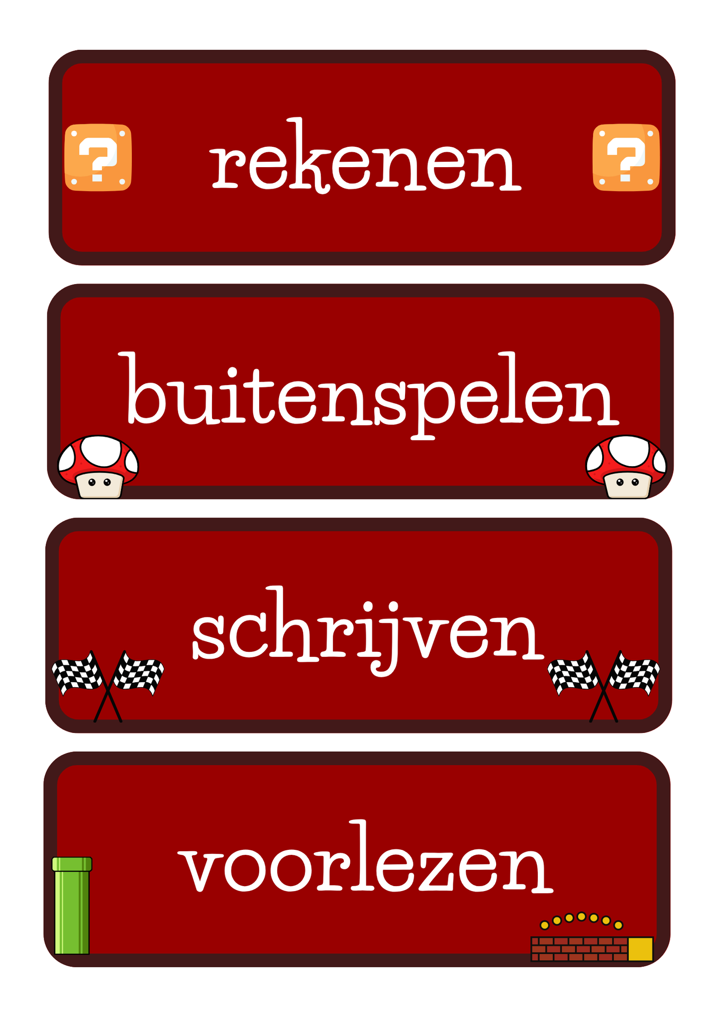 Dagritmekaarten thema 'Mario'