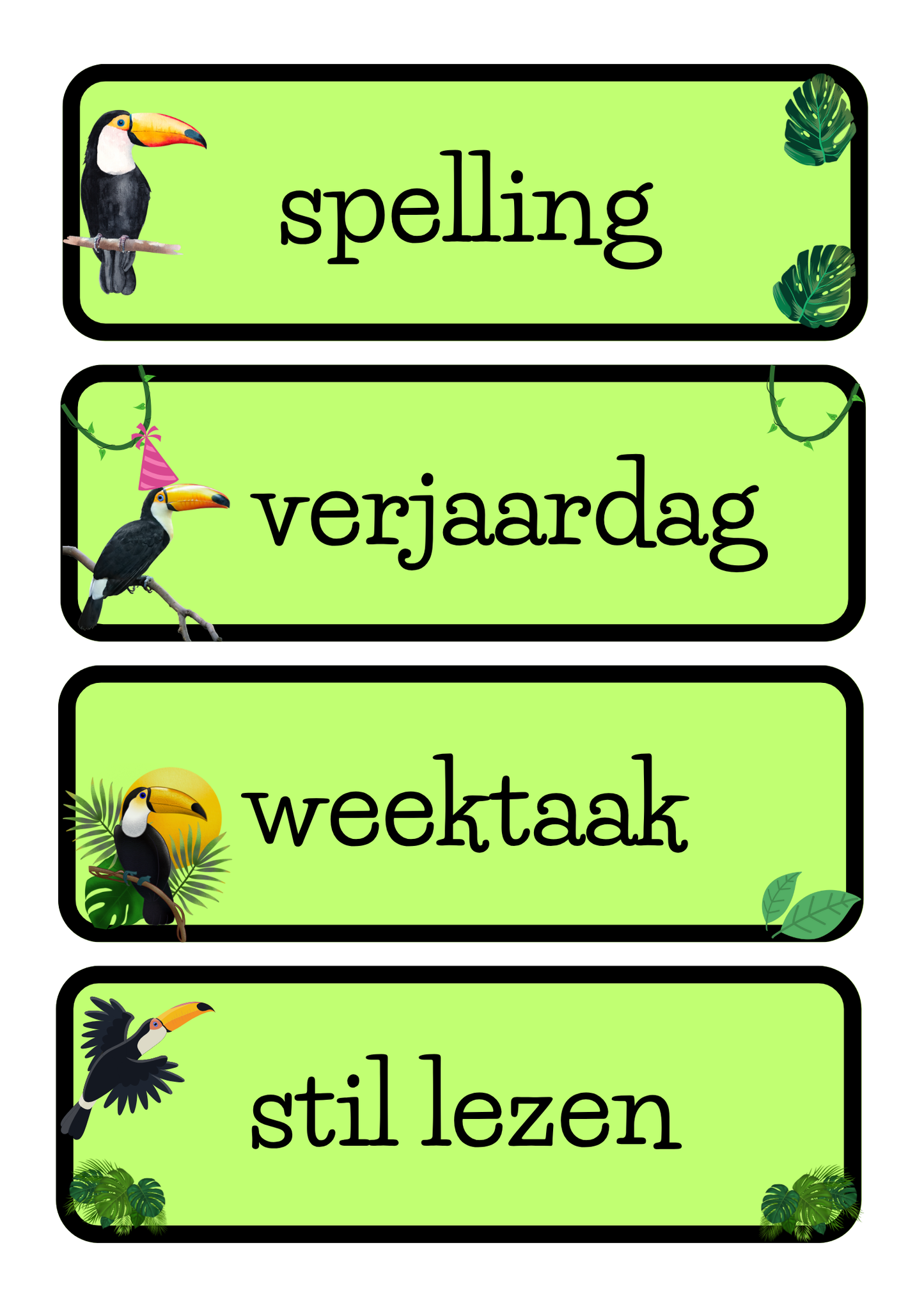 Dagritmekaarten thema 'Toekan'